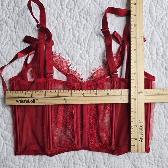 Victoria's Secret Dream Angels Heart Print Unlined Lace Up Corset Bra Top - Picture 10 of 10